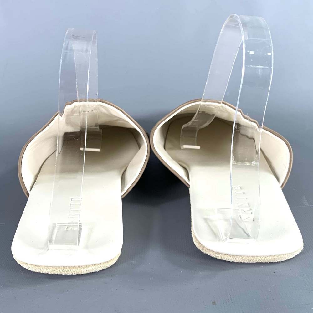 FRETTE Grey Taupe Leather Slippers Loafers - Picture 3 of 9
